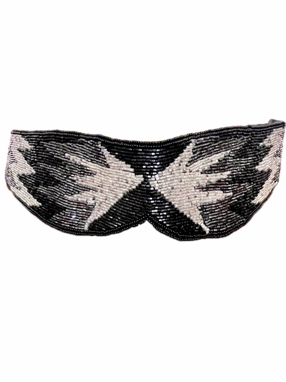 Vintage Milor Ltd Hand-Beaded Art Deco Belt black silver metallic - Picture 2 of 9